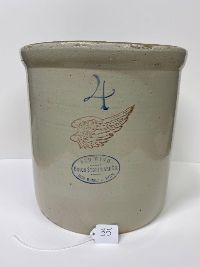 4 GALLON RED WING CROCK-NO SHIPPING
