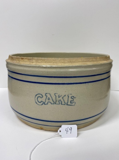 WHITE HALL CAKE CROCK-NO LID-NO SHIPPING