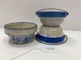 3 MINI STONEWARE BOWLS-NO SHIPPING