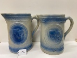 PAIR OF BLUE AND WHITE COW PITCHERS-NO SHIPPING
