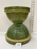 PAIR OF GREEN STONEWARE BOWLS-NO SHIPPING
