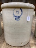 12 GAL WHITE HALL CROCK WITH WREATH MARK-NO SHIPPING