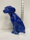 BLUE STONEWARE DOG-10 INCHES- WHITE HALL? NO SHIPPING