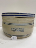 WHITE HALL CAKE CROCK WITH REPAIRED LID-NO SHIPPING