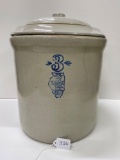 3 GAL WHITE HALL CROCK WITH LID-NO SHIPPING