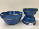 3 WHITE HALL LINCOLN DRAPE BOWLS-ONE LARGE & TWO SMALL & ONE WHITE HALL LOW SAW TOOTH BOWL-NO