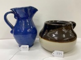 BLUE PITCHER AND BEAN POT-NO SHIPPING