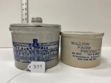 WILLOW FARM PRODUCTS BUTTER CROCK & WESTERN BUTTER CROCK-NO SHIPPING