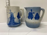 PAIR OF BLUE AND WHITE DUTCH SCENCE PITCHERS-NO SHIPPING