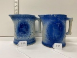 3 BLUE AND WHITE PITCHERS-NO SHIPPING