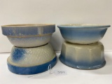 4 BLUE AND WHITE STONEWARE BOWLS-NO SHIPPING