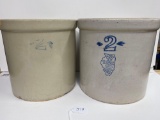 PAIR OF 2 GAL WHITE HALL CROCKS-NO SHIPPING