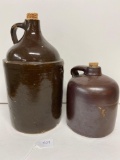 PAIR OF BROWN STONEWARE JUGS-NO SHIPPING