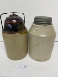 PAIR OF STONEWARE CANNING JARS-ONE MARKED MACOMB, IL-NO SHIPPING