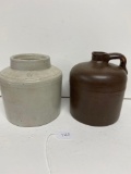 BROWN MACOMB JUG AND WHITE MACOMB JAR-NO SHIPPING