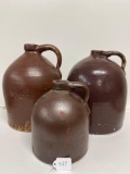 3 BROWN STONEWARE JUGS-NO SHIPPING