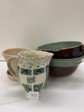 4 PIECES OF MISC. POTTERY-WESTERN PITCHER, RED WING BOWL-NO SHIPPING