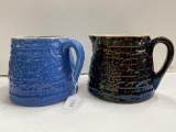 PAIR OF WHITE HALL SQUATTY PITCHERS-NO SHIPPING