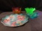 VINTAGE DECORATIVE GLASS GROUP INCLUDING URANIUM GLASS & MORE TINY CHIP