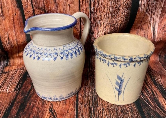 LOT OF 2 ROBINSON RANSBOTTOM 1 QT. HIGH JAR & KASCO POTTERY PITCHER