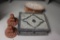 Terracotta incense holders & (2) stone jewelry boxes