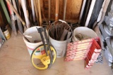 Long handled tools, garden rack, etc.