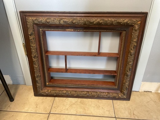 ANTIQUE PICTURE FRAME SHADOW BOX - 29 X 25 INCHES - SOME MISSING TRIM IN AREAS