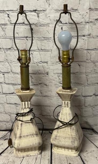 LOT OF 2 MID CENTURY TABLE LAMPS 26 INCHES TALL