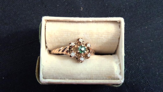 Vintage unmarked gold ring w/jewels