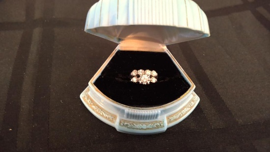 14k engagement & wedding ring in white gold setting