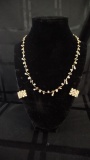 Jeweled Gold Platted Necklace & Clip Earrings