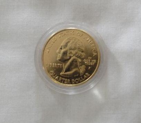 2000 F LIBERTY QUARTER DOLLAR GOLD PLATED COIN