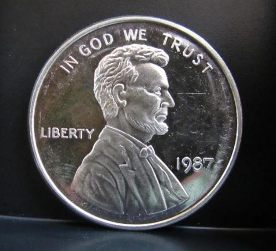 1987 LINCOLN PENNY 1 TROY OZ. FINE SILVER