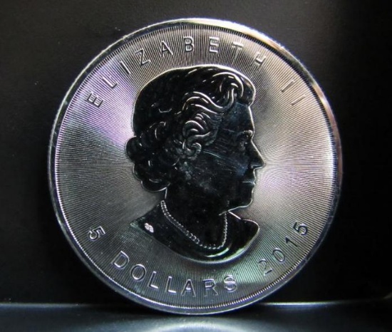 2015 ELIZABETH II 5 DOLLAR 1 OZ FINE SILVER