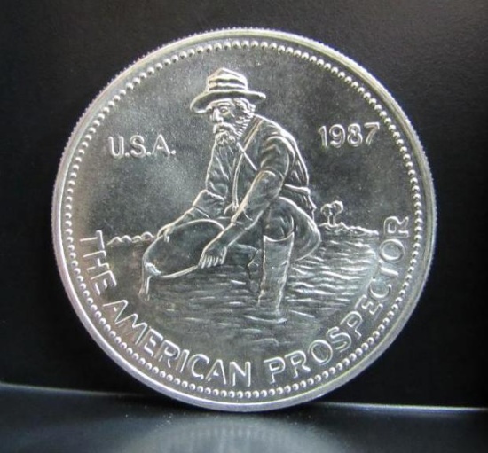 1987 THE AMERICAN PROSPECTOR ENGELHARD 1 TROY OZ. SILVER