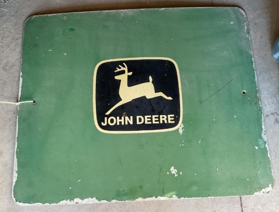 VINTAGE JOHN DEERE METAL PAINTED SIGN 24 INCHES X 30 INCHES