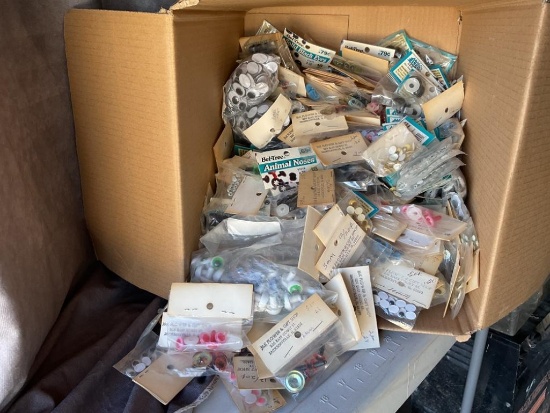 BOX LOT NEW OLD STOCK CRAFTING ANIMAL EYES & NOSES MANY INCLUDED VARIES SIZES & COLORS
