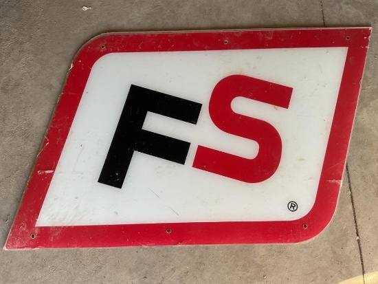 VINTAGE PLASTIC FS LOGO SIGN 29 X 18 INCHES