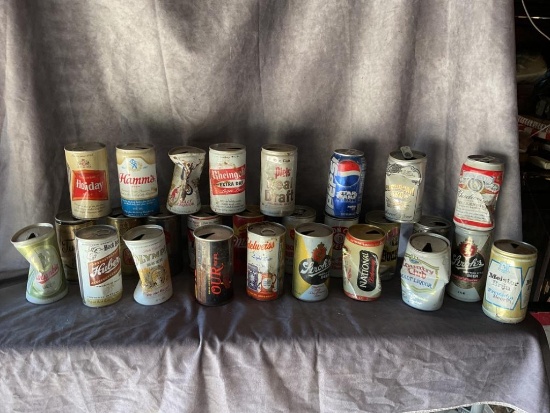 VINTAGE BEER & SODA CAN LOT - LOTS OF BENDS & CREASES