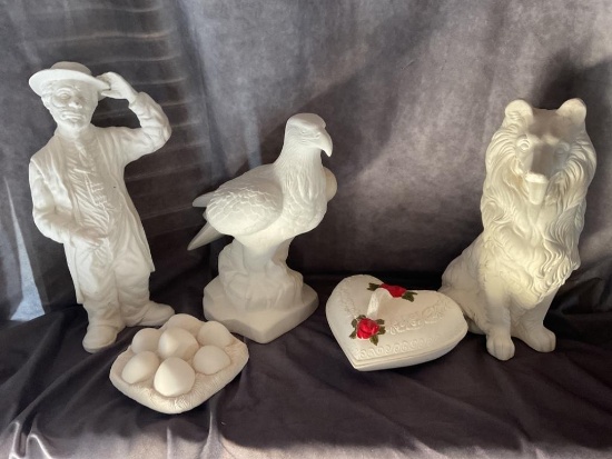 GROUP OF VINTAGE FIRED CERAMICS UNPAINTED / UNFINISHED PROJECTS