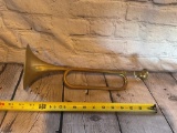 HEAVY BRASS BUGLE. WALL HANGER , NOT BUILT TO USE