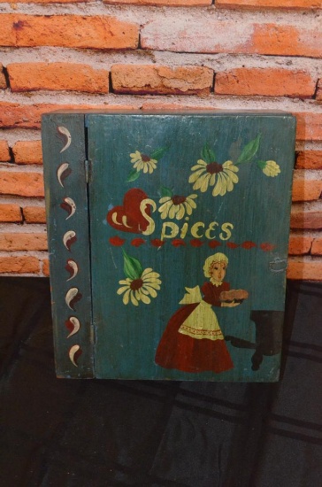 13 in. Tall x 12 in. Wide Vintage Wall Mounted Wooden Spice Holder