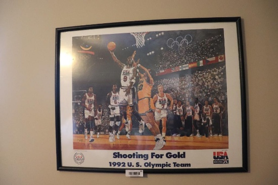 3 Framed Pictures Including 1992 Olympic Team, Collectors Series, and Nature Print