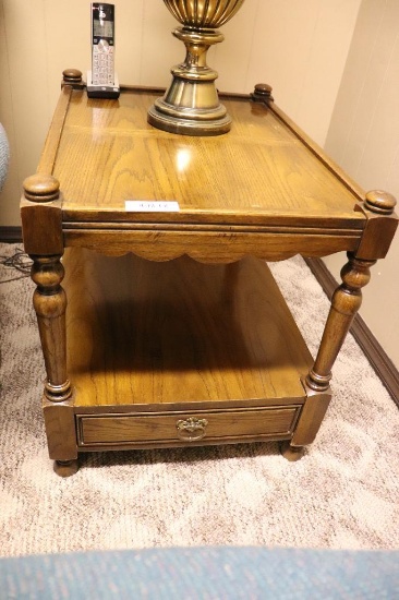 Solid Wood End Table and Lamp