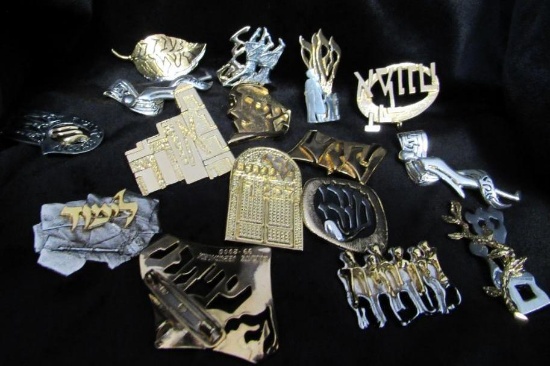 M. catz Jerusalem pin back pins and other collectable broaches