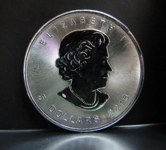 2015 ELIZABETH II 5 DOLLAR 1 OZ FINE SILVER
