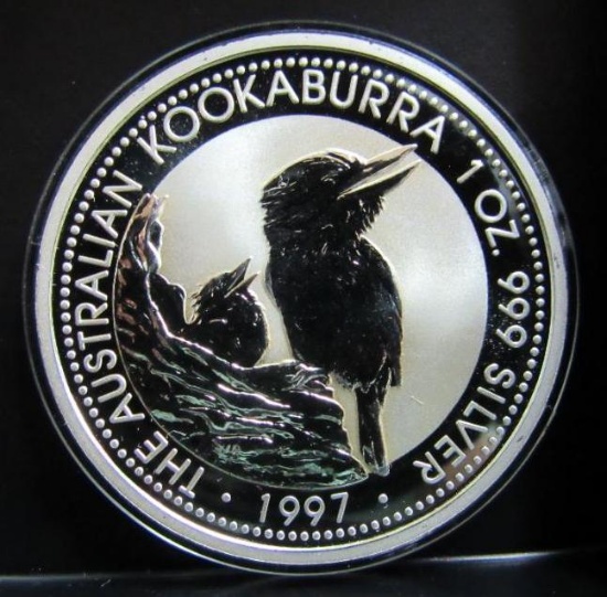 1997 AUSTRALIA ELIZABETH II 1 OZ. FINE SILVER KOOKABURRA