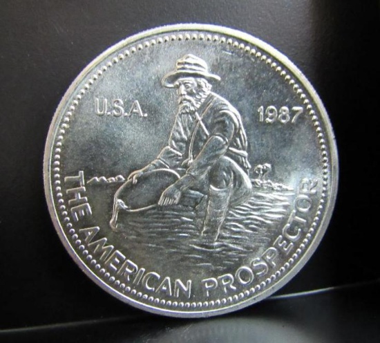 1987 THE AMERICAN PROSPECTOR ENGELHARD 1 TROY OZ. SILVER