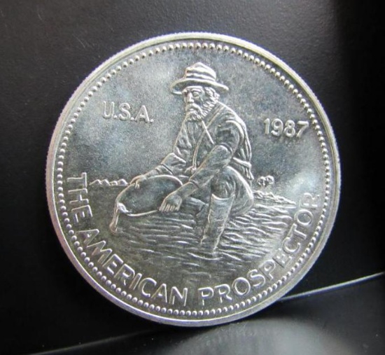 1987 THE AMERICAN PROSPECTOR ENGELHARD 1 TROY OZ. SILVER