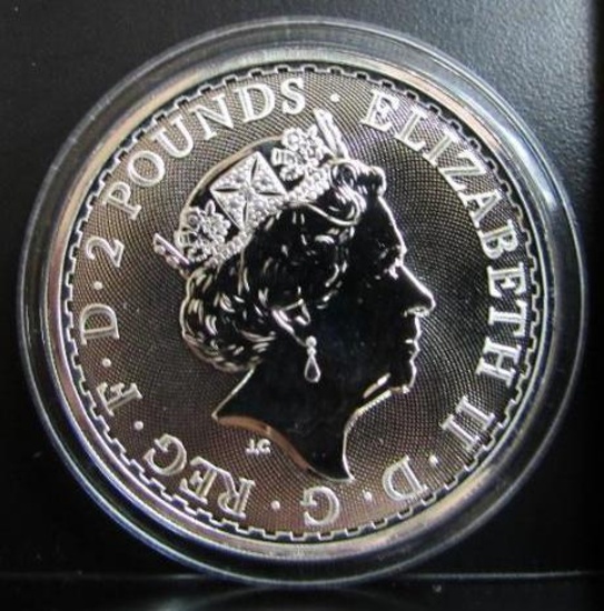 2017 BRITANNIA QUEEN ELIZABETH II 2 POUNDS 1 OZ. FINE SILVER